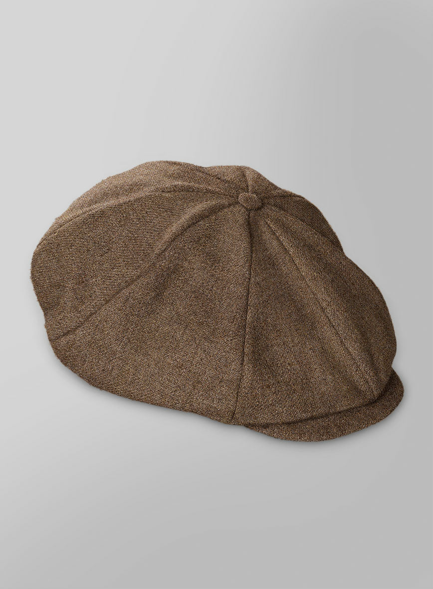 Naples Oak Wood Tweed Newsboy Cap - StudioSuits