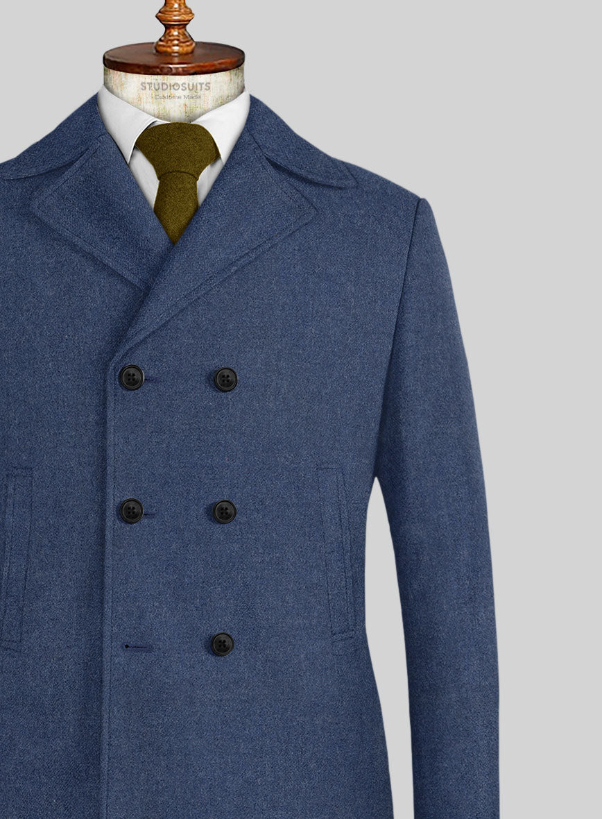 Naples Pacific Blue Tweed Pea Coat - StudioSuits