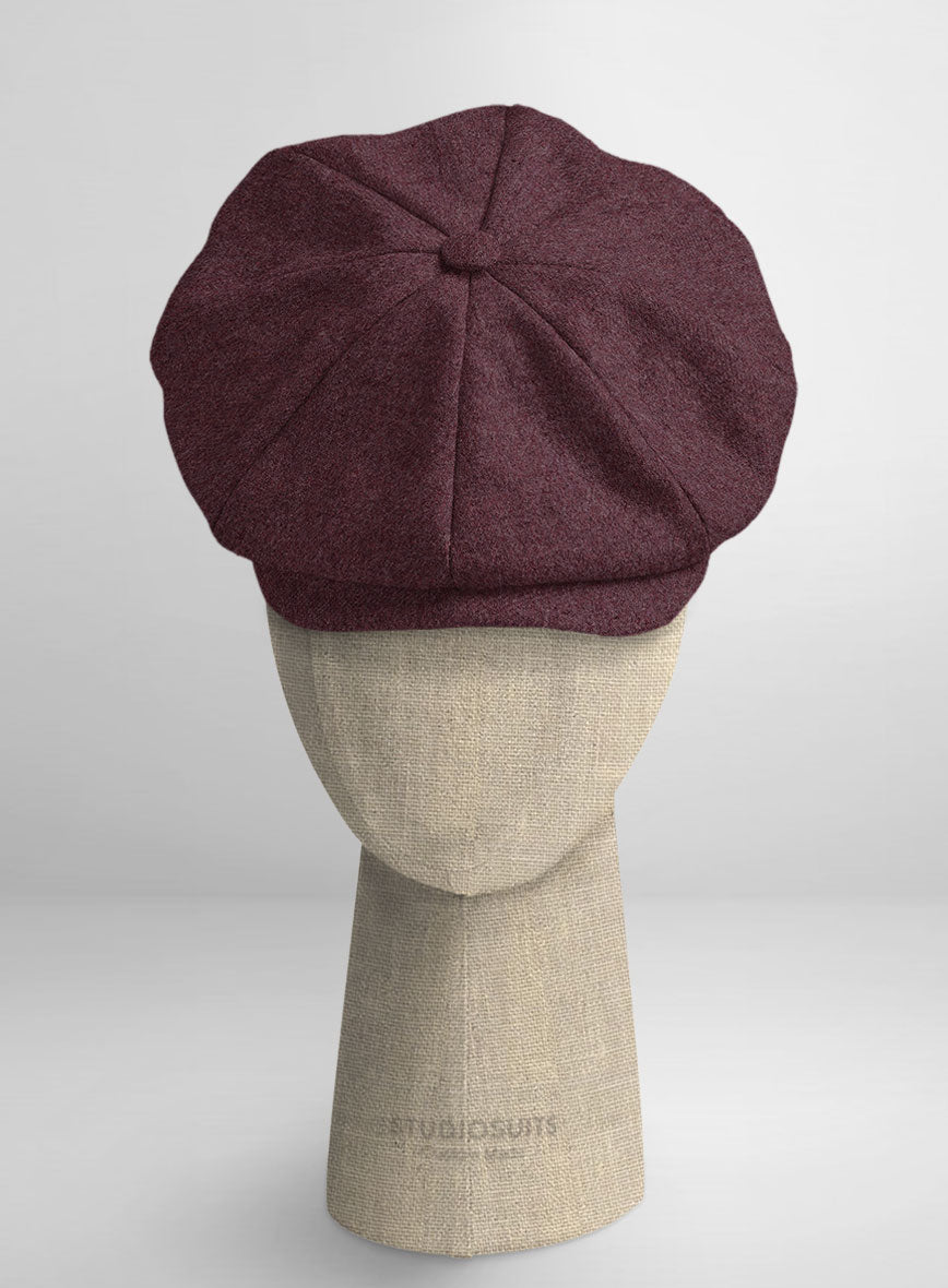Naples Ramey Wine Tweed Newsboy Cap - StudioSuits