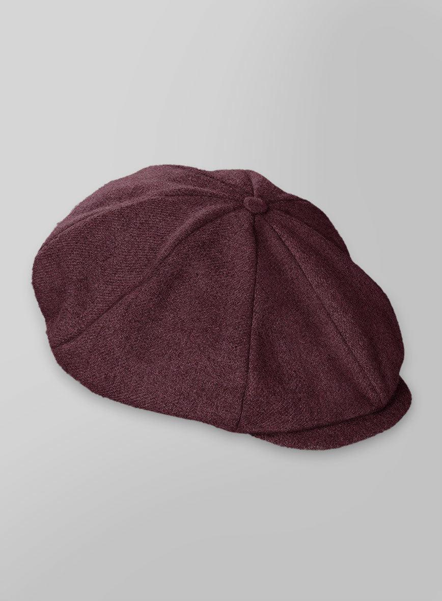 Naples Ramey Wine Tweed Newsboy Cap - StudioSuits
