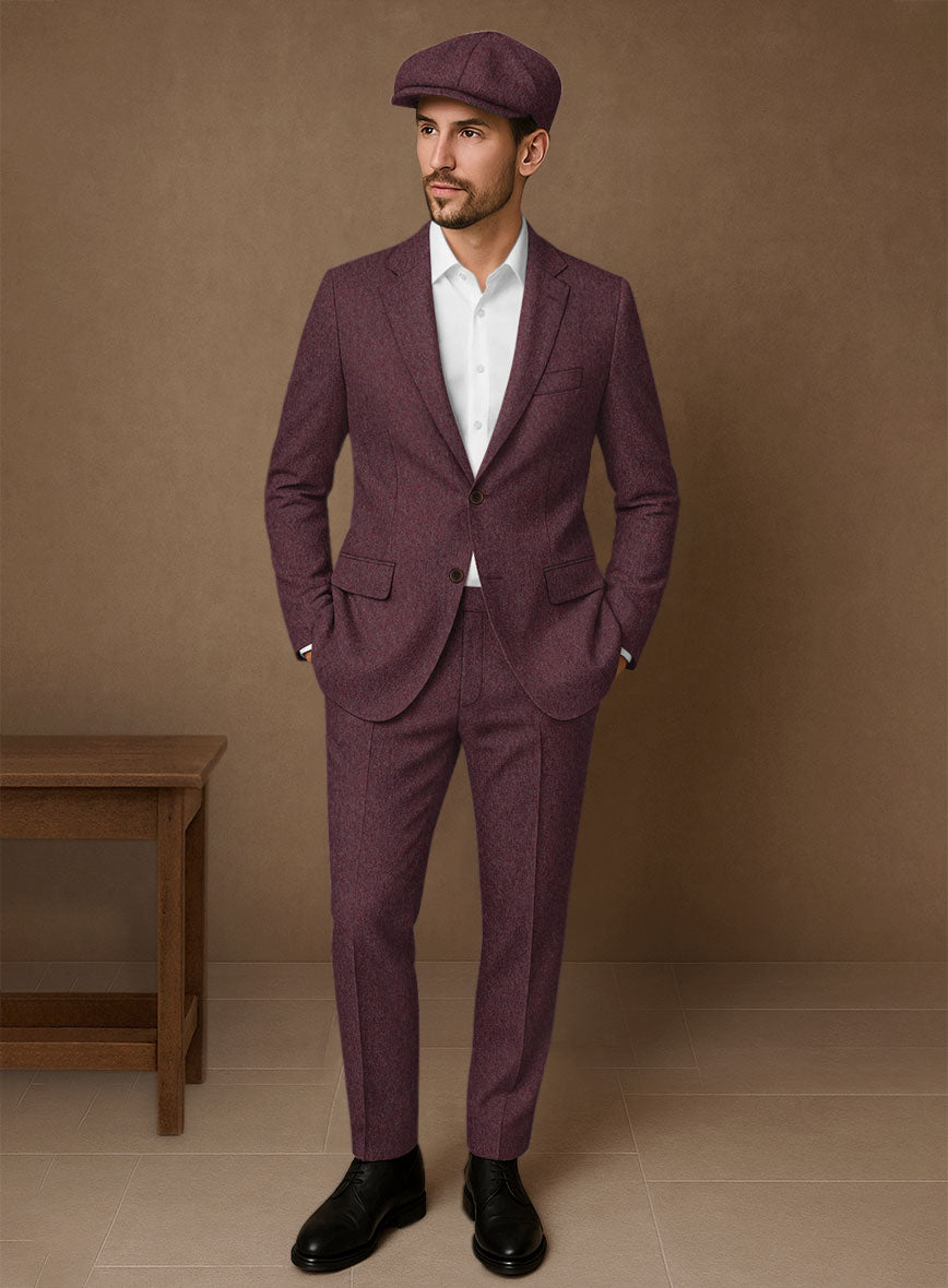 Naples Ramey Wine Tweed Suit - StudioSuits