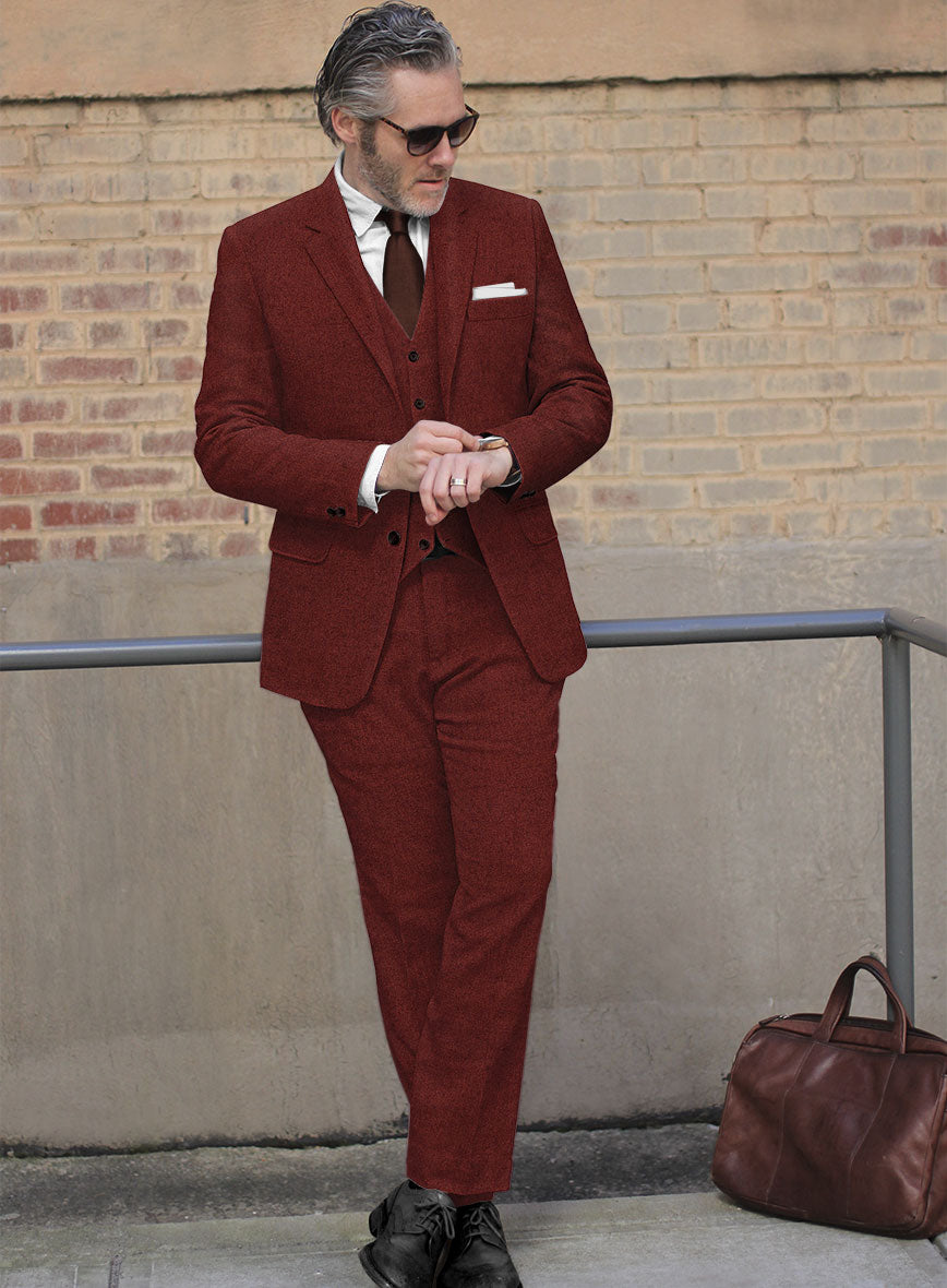Naples Raw Red Tweed Suit - StudioSuits
