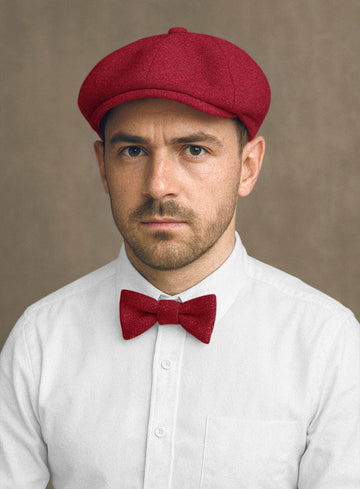 Naples Red Tweed Newsboy Cap - StudioSuits