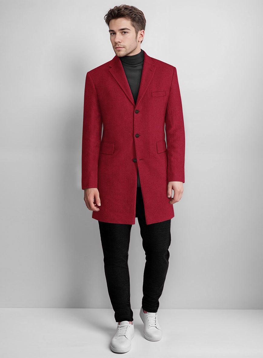 Naples Red Tweed Overcoat - StudioSuits
