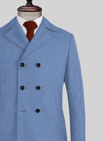 Naples Retro Blue Tweed Pea Coat - StudioSuits