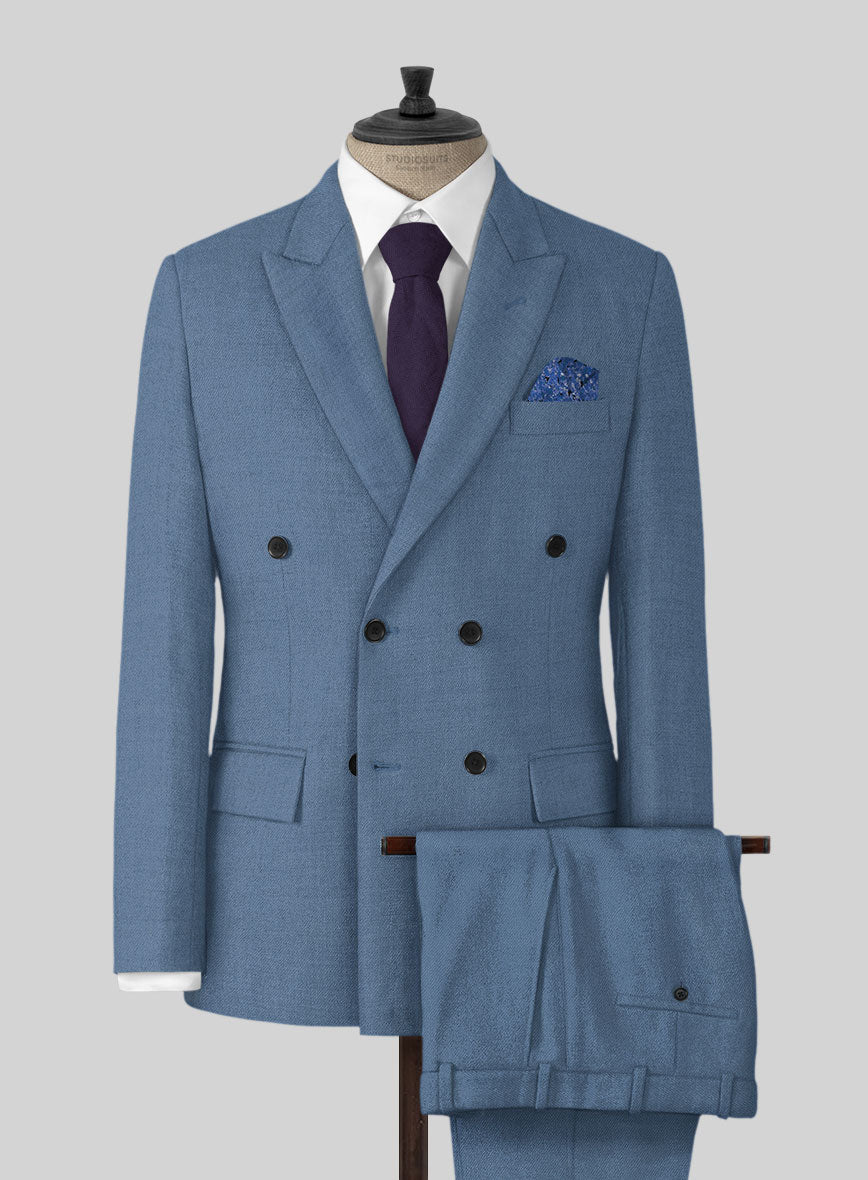 Naples Retro Blue Tweed Suit - StudioSuits