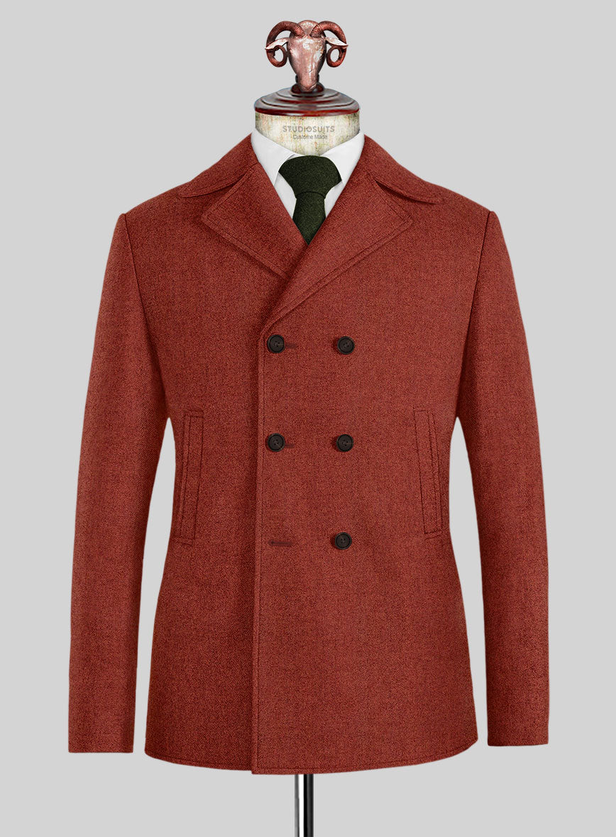 Naples Rustic Dapper Tweed Pea Coat - StudioSuits