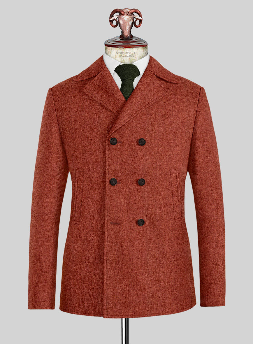 Naples Rustic Dapper Tweed Pea Coat - StudioSuits