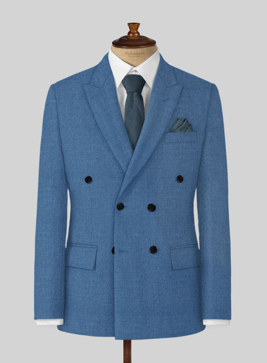 Naples Saga Blue Tweed Jacket - StudioSuits