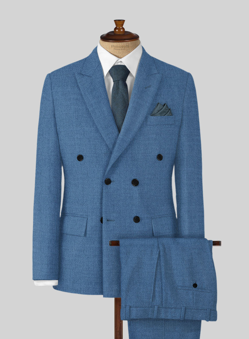Naples Saga Blue Tweed Suit - StudioSuits