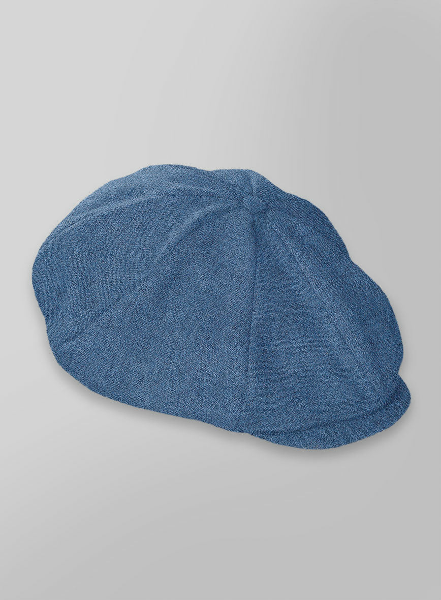 Naples Saga Blue Tweed Newsboy Cap - StudioSuits