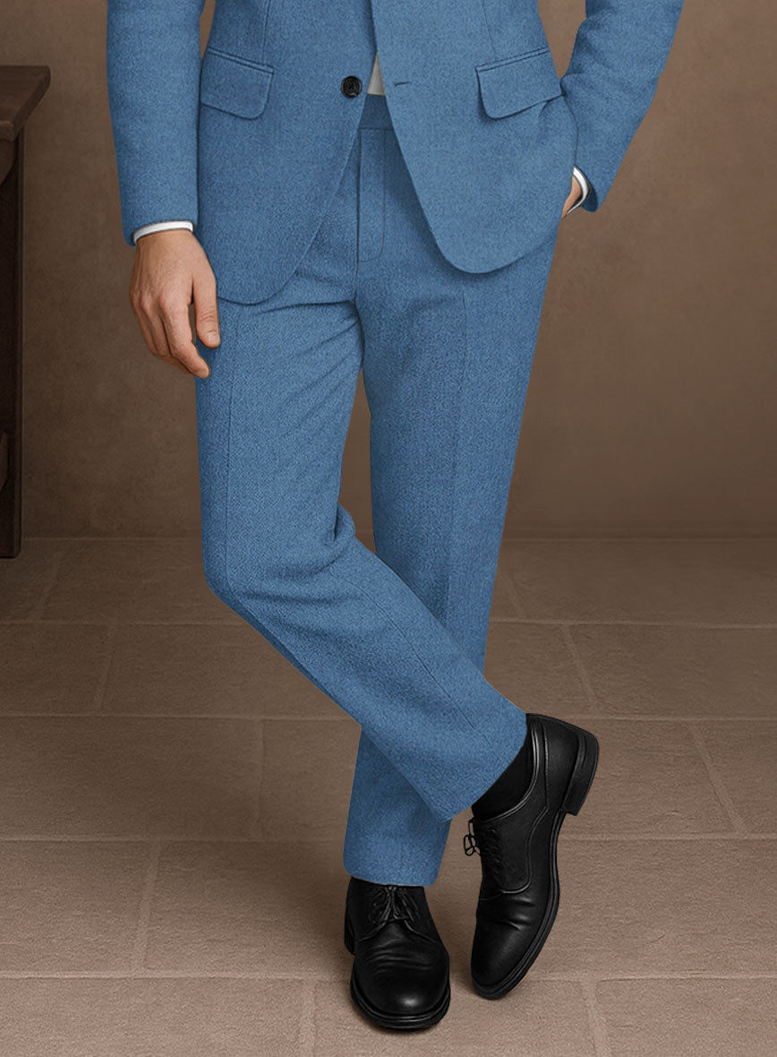 Naples Saga Blue Tweed Pants - StudioSuits