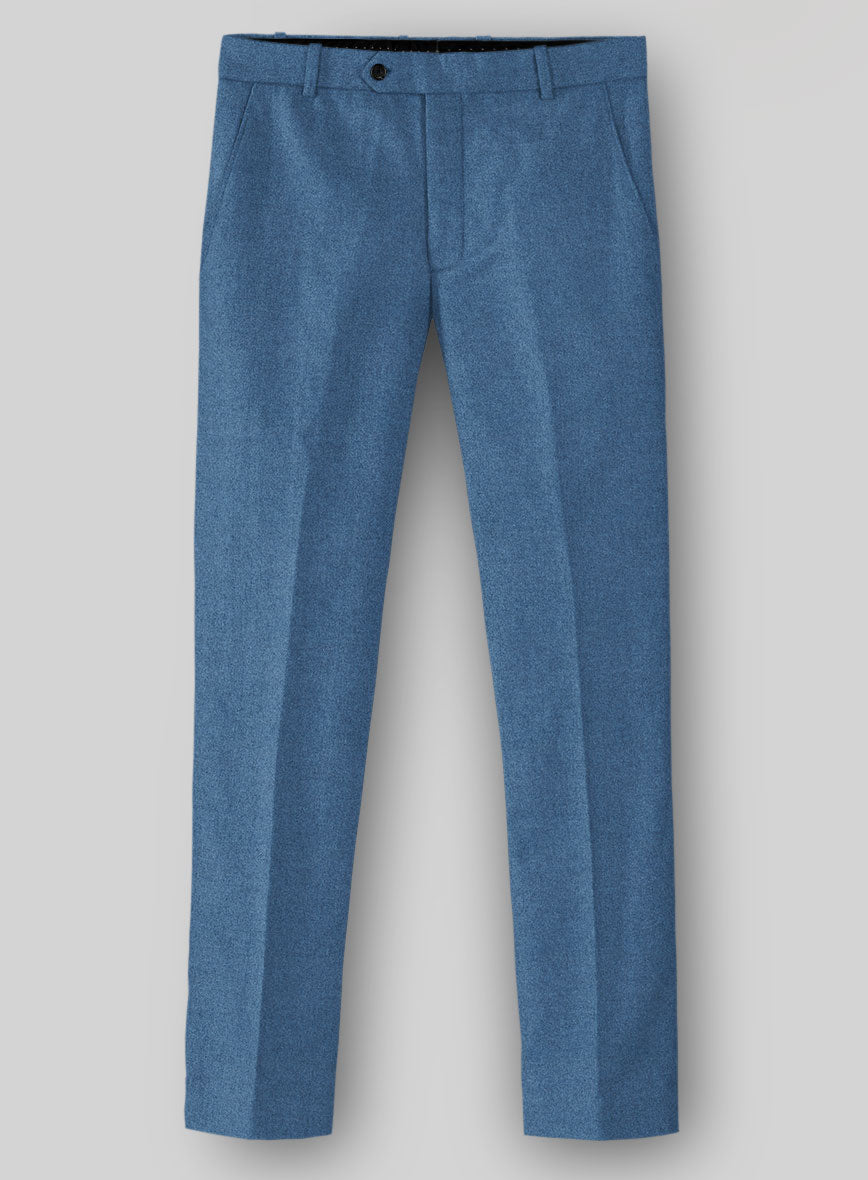 Naples Saga Blue Tweed Pants - StudioSuits