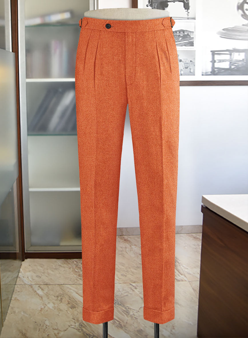 Naples Spring Orange Highland Tweed Trousers - StudioSuits