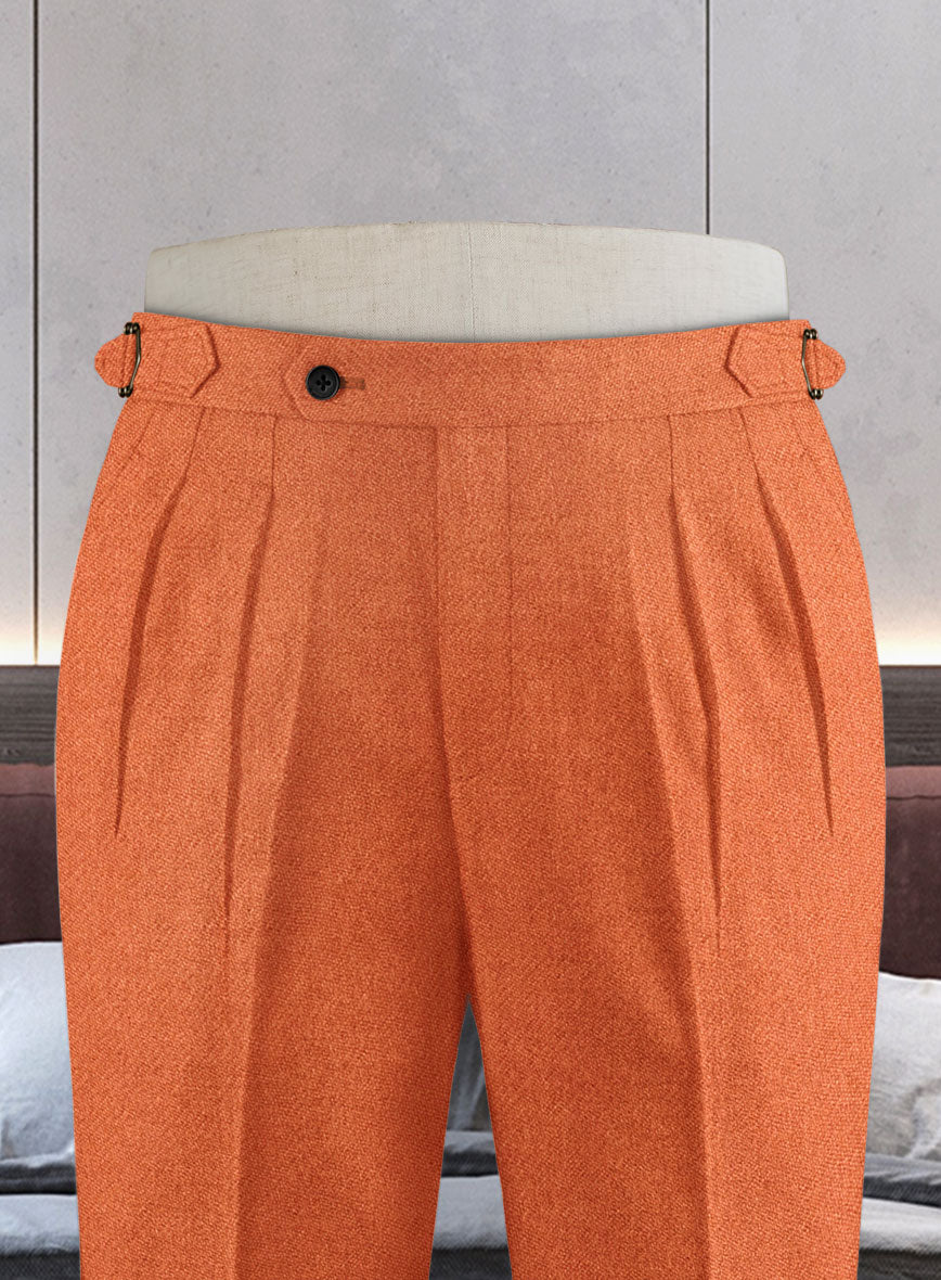 Naples Spring Orange Highland Tweed Trousers - StudioSuits