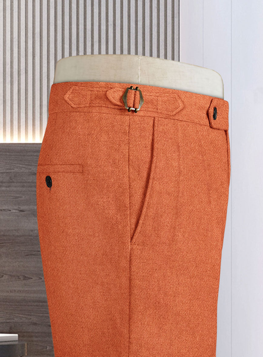 Naples Spring Orange Highland Tweed Trousers - StudioSuits