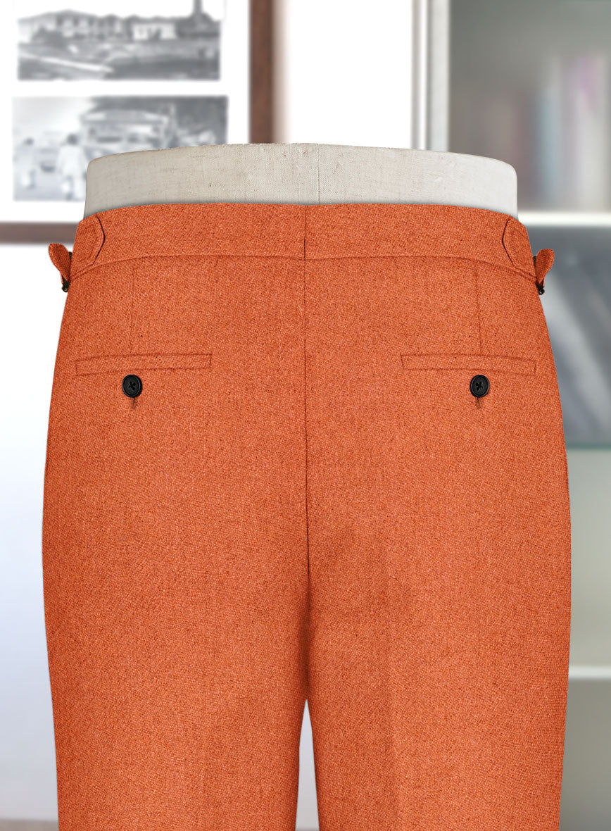 Naples Spring Orange Highland Tweed Trousers - StudioSuits
