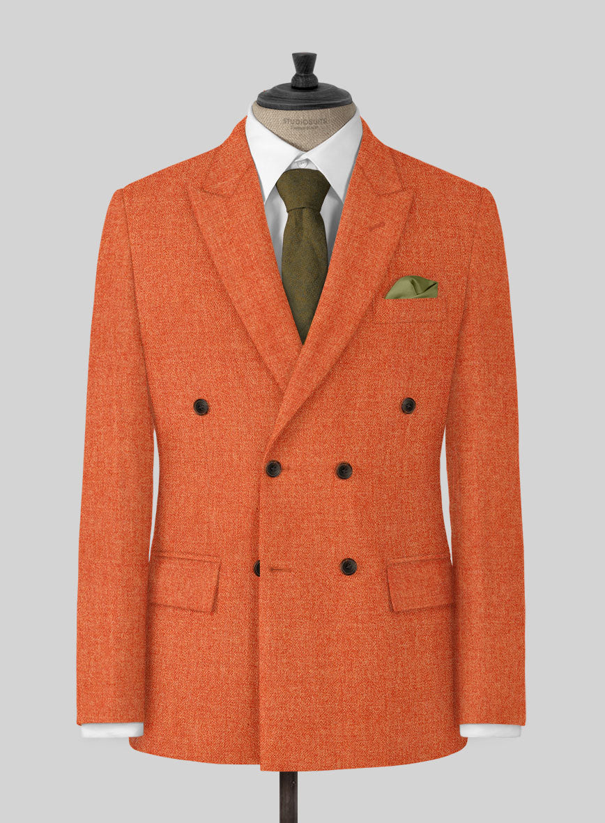 Naples Spring Orange Tweed Jacket - StudioSuits