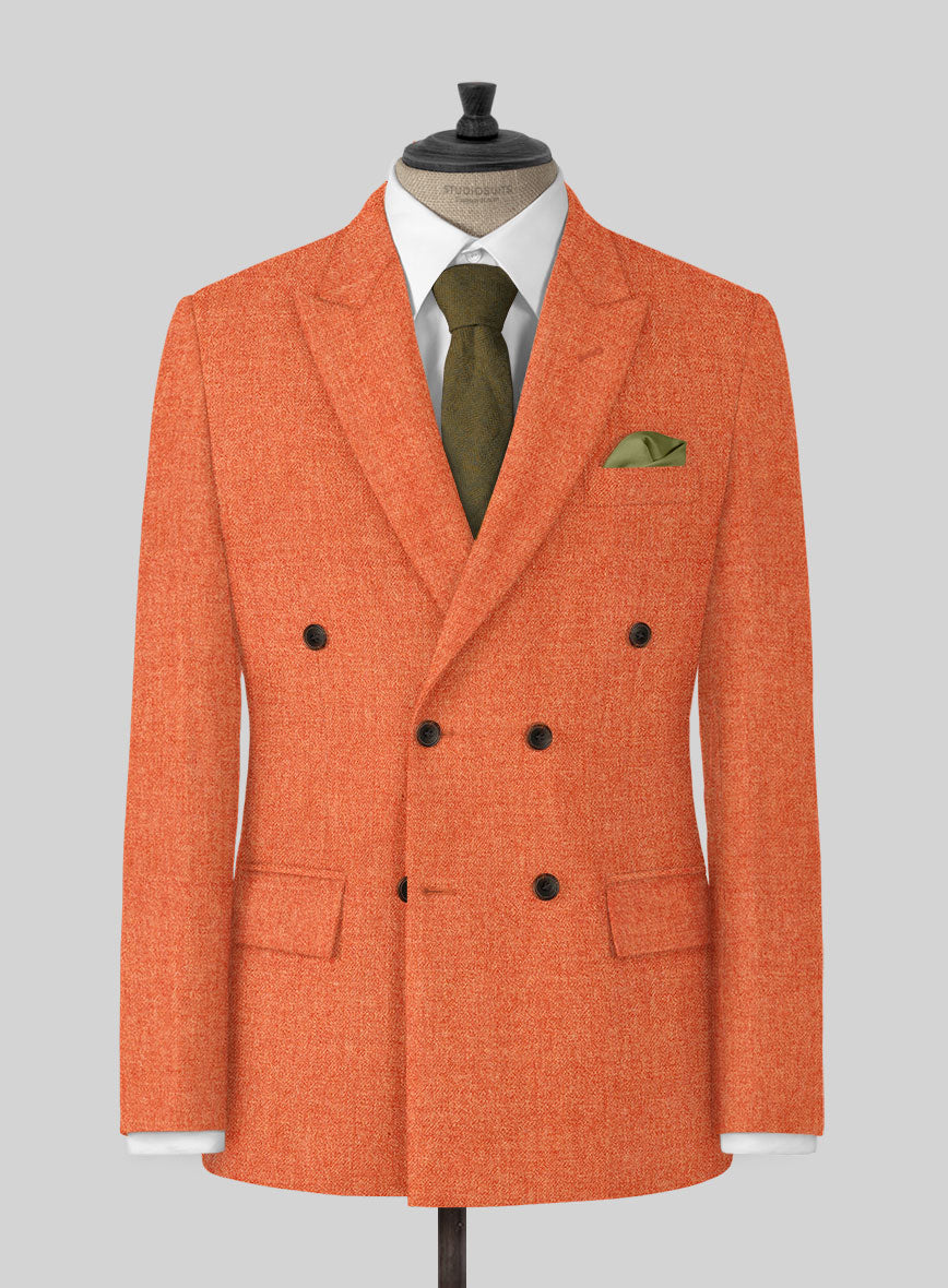 Naples Spring Orange Tweed Jacket - StudioSuits