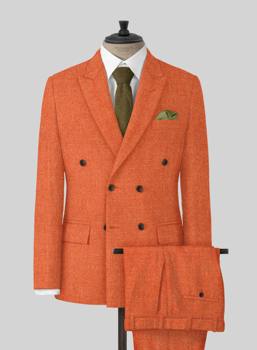 Naples Spring Orange Tweed Suit - StudioSuits