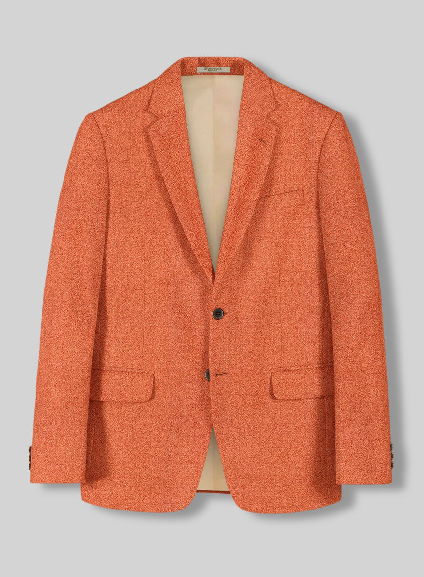 Naples Spring Orange Tweed Jacket - StudioSuits