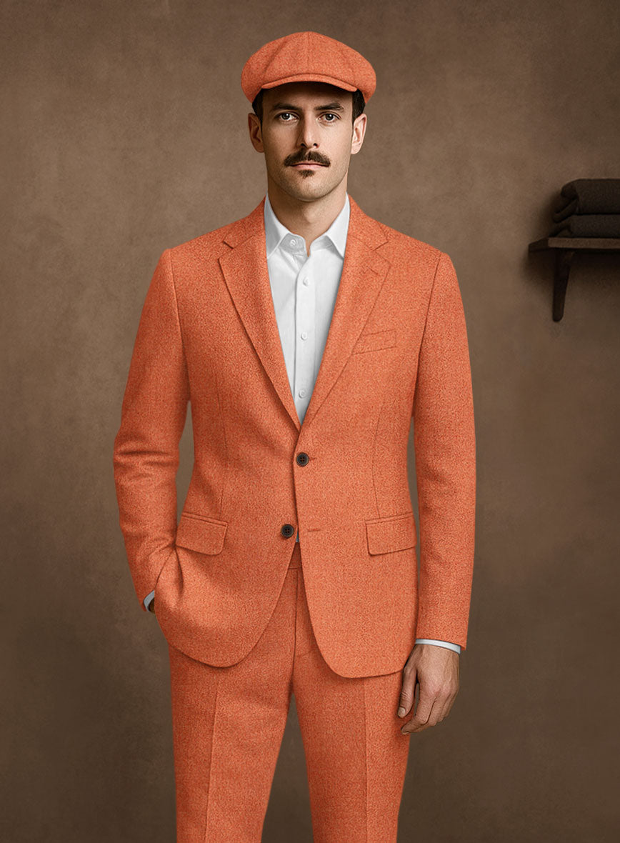 Naples Spring Orange Tweed Jacket - StudioSuits