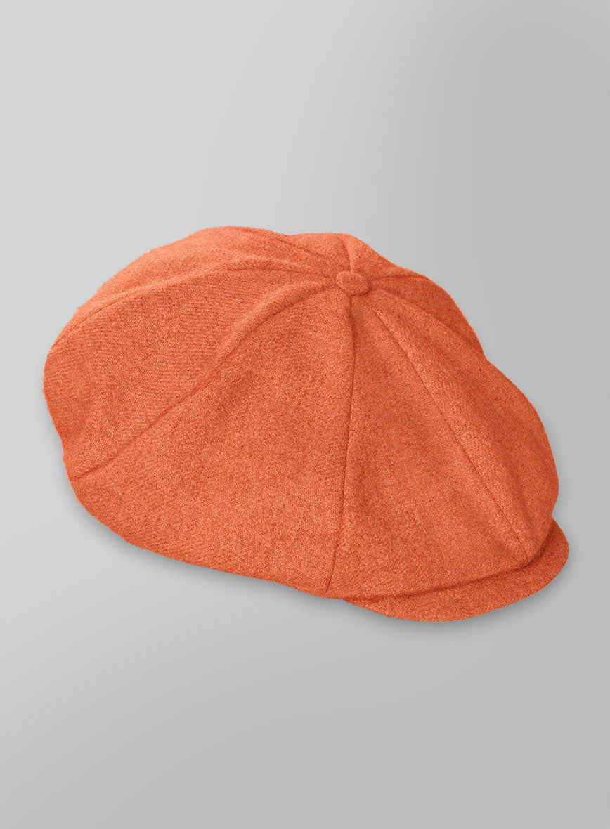 Naples Spring Orange Tweed Newsboy Cap - StudioSuits