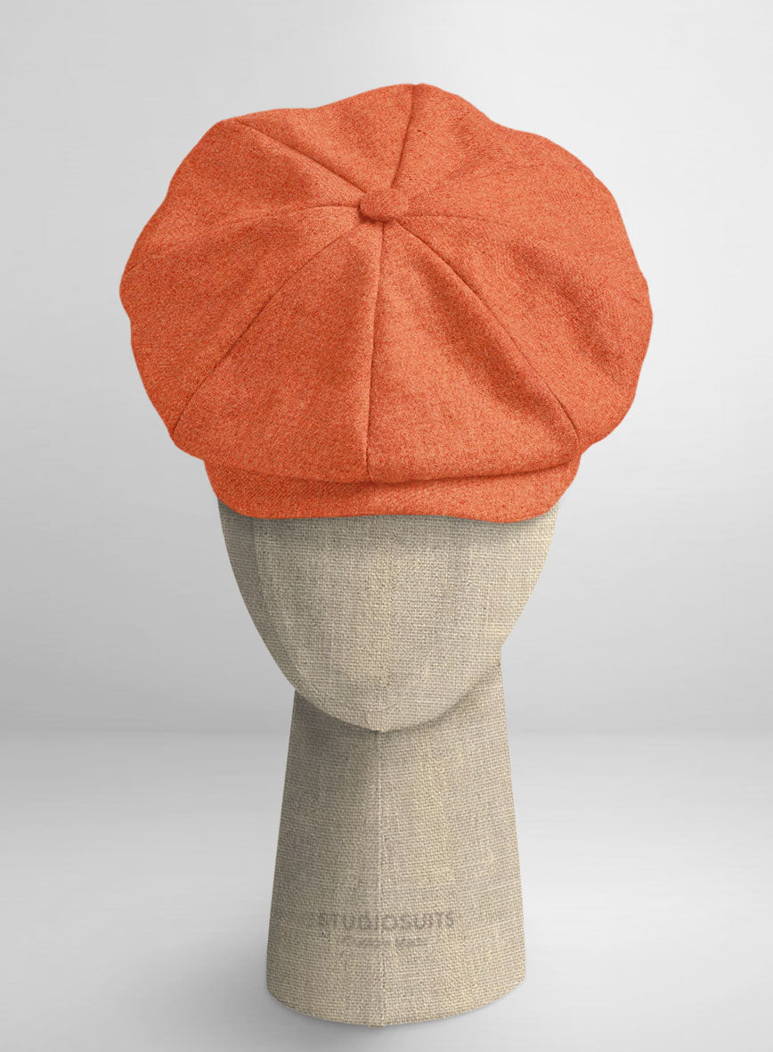 Naples Spring Orange Tweed Newsboy Cap - StudioSuits