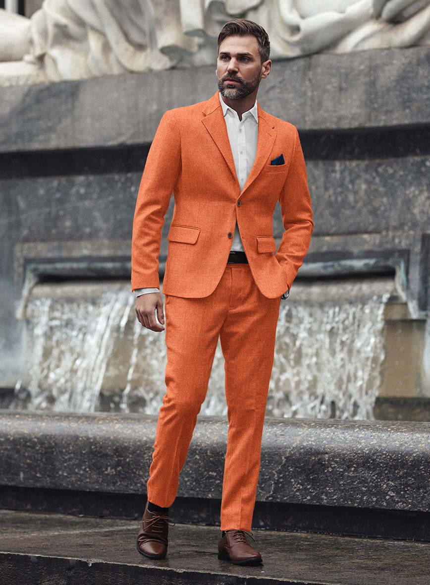 Naples Spring Orange Tweed Suit - StudioSuits