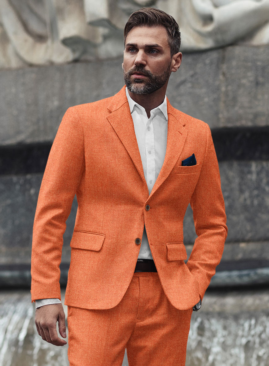 Naples Spring Orange Tweed Suit - StudioSuits