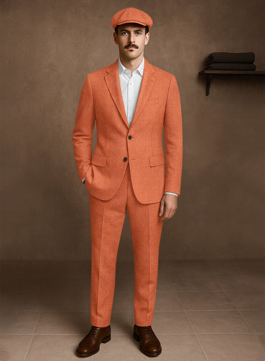 Naples Spring Orange Tweed Suit - StudioSuits
