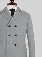 Naples Steel Gray Tweed Pea Coat - StudioSuits