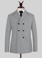 Naples Steel Gray Tweed Pea Coat - StudioSuits