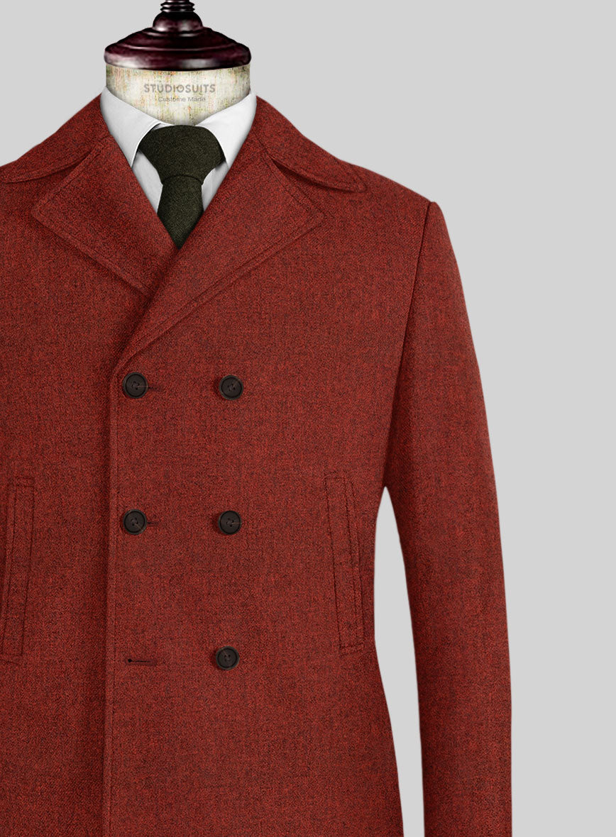 Naples Sundowner Rust Tweed Pea Coat - StudioSuits