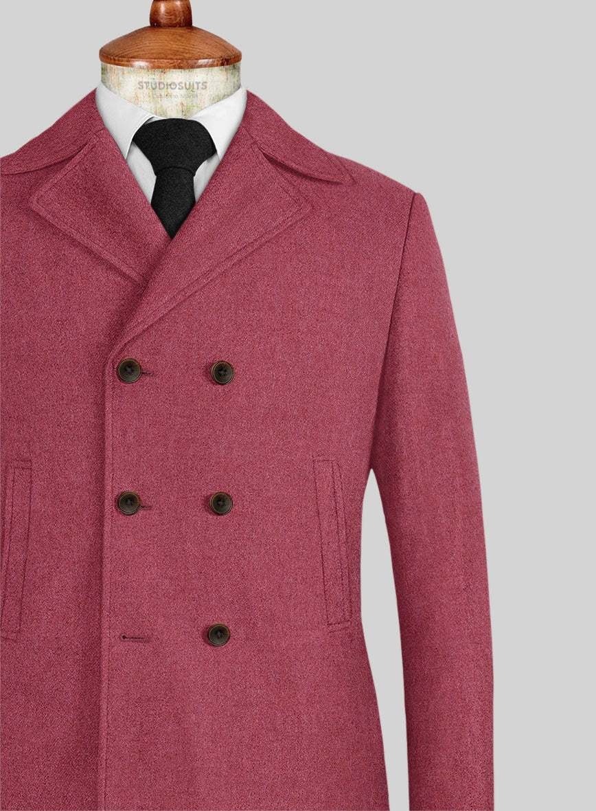 Naples Venetian Pink Tweed Pea Coat - StudioSuits