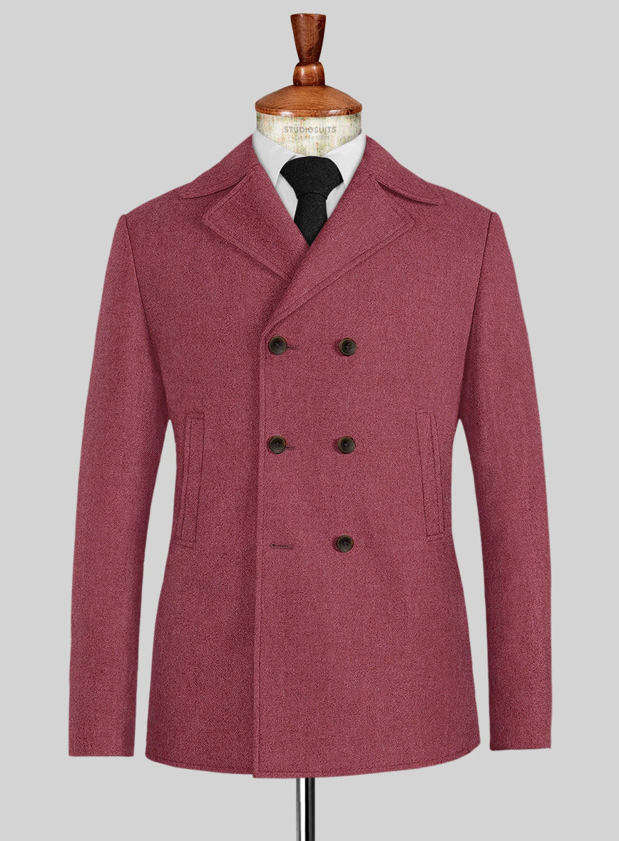 Naples Venetian Pink Tweed Pea Coat - StudioSuits