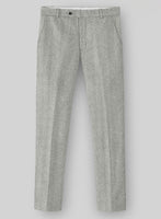 Naples Wide Herringbone Light Gray Tweed Pants - StudioSuits