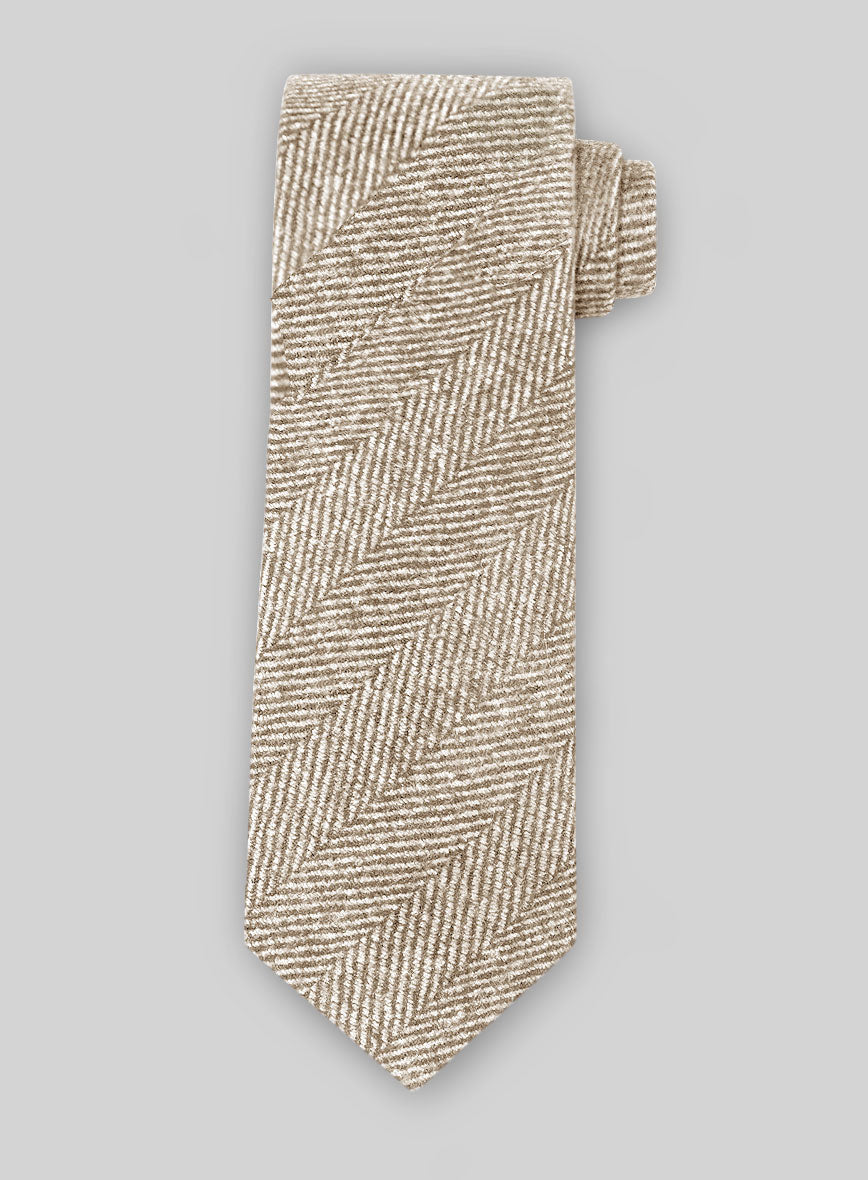 Tweed Tie - Naples Wide Herringbone Beige - StudioSuits