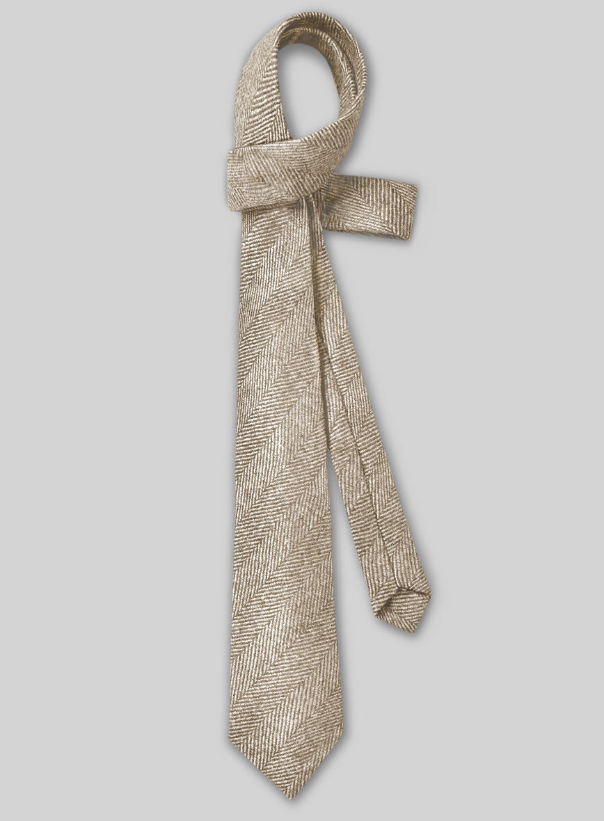 Tweed Tie - Naples Wide Herringbone Beige - StudioSuits