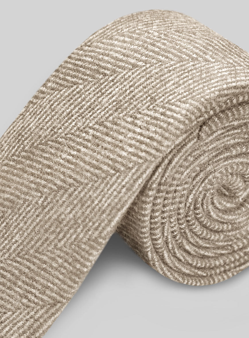 Tweed Tie - Naples Wide Herringbone Beige - StudioSuits