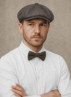 Naples Wide Herringbone Brown Tweed Newsboy Cap - StudioSuits