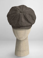 Naples Wide Herringbone Brown Tweed Newsboy Cap - StudioSuits