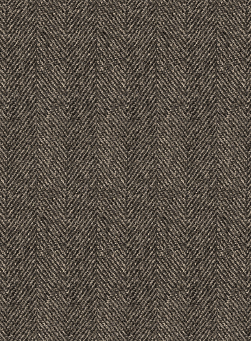 Naples Wide Herringbone Brown Tweed Pants - StudioSuits