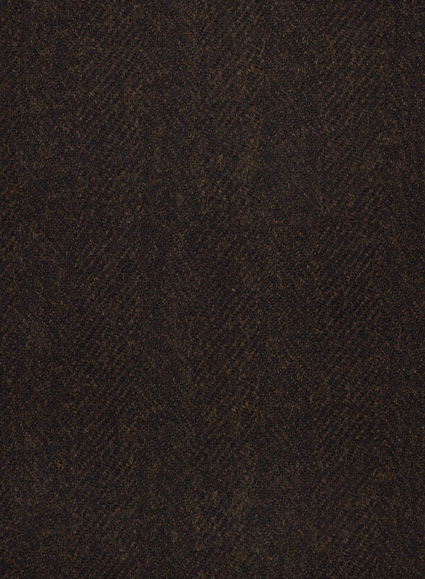 Naples Wide Herringbone Dark Brown Tweed Pea Coat - StudioSuits