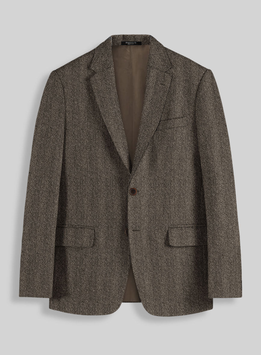 Naples Wide Herringbone Brown Tweed Suit - StudioSuits