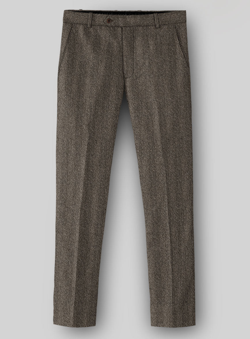 Naples Wide Herringbone Brown Tweed Suit - StudioSuits