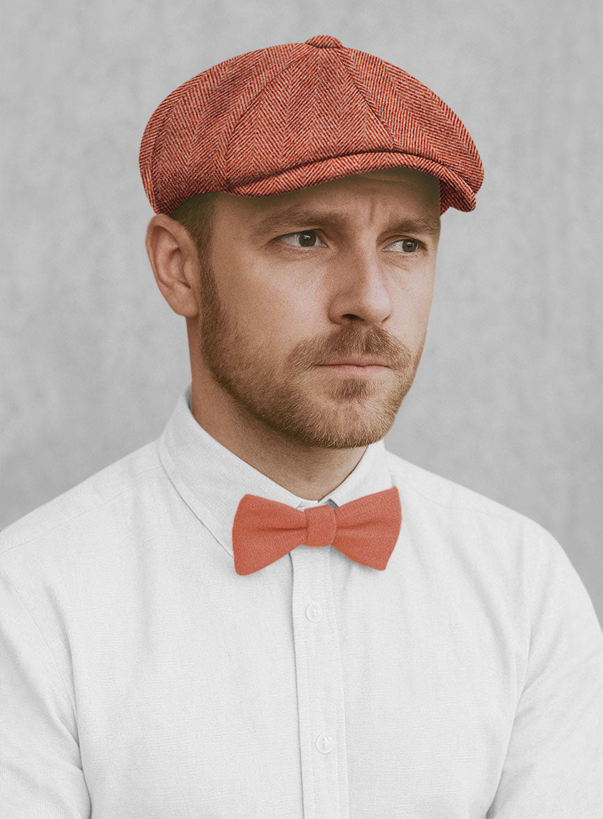 Naples wide Herringbone Carmine Pink Tweed Newsboy Cap - StudioSuits