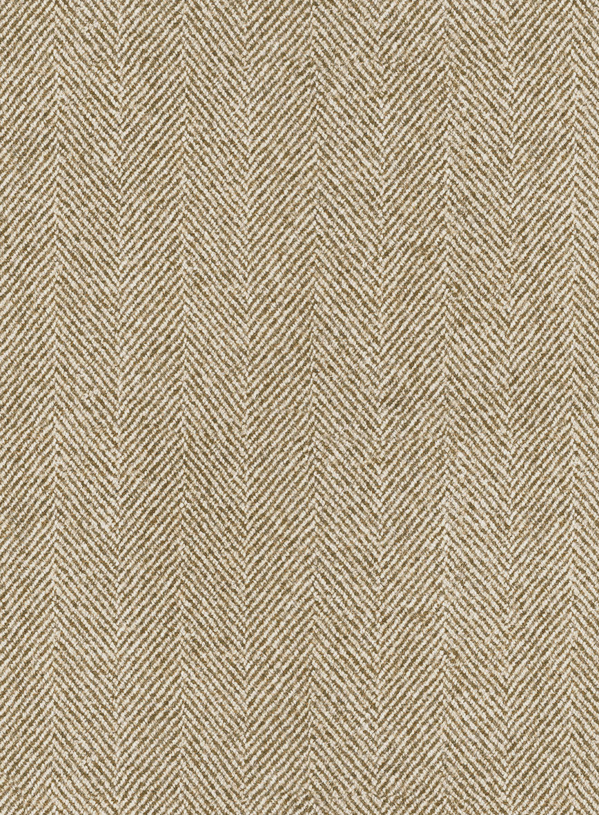 Naples Wide Herringbone Dark Beige Tweed Pants - StudioSuits