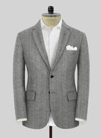 Naples Wide Herringbone Gray Tweed Jacket - StudioSuits