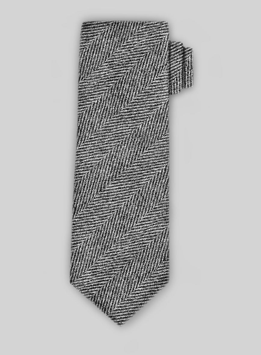 Tweed Tie - Naples Wide Herringbone Gray - StudioSuits